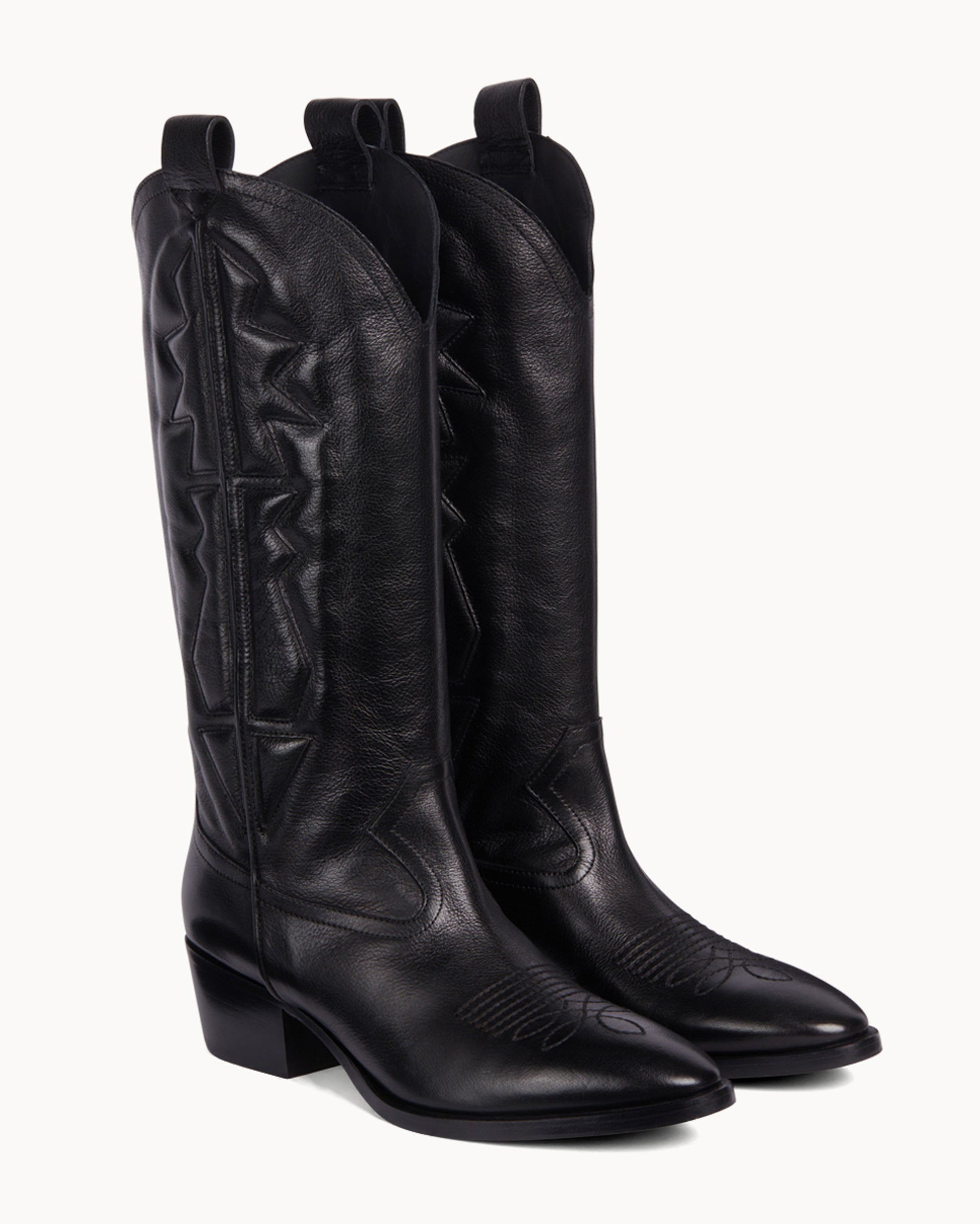 Bottes Santiags ANDRE En Cuir Noir - Femme, Taille 37, Neuves Avec Boîte